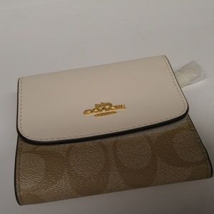 Coach Signature PVC Leather Small Trifold Wallet